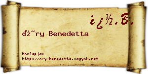 Őry Benedetta névjegykártya